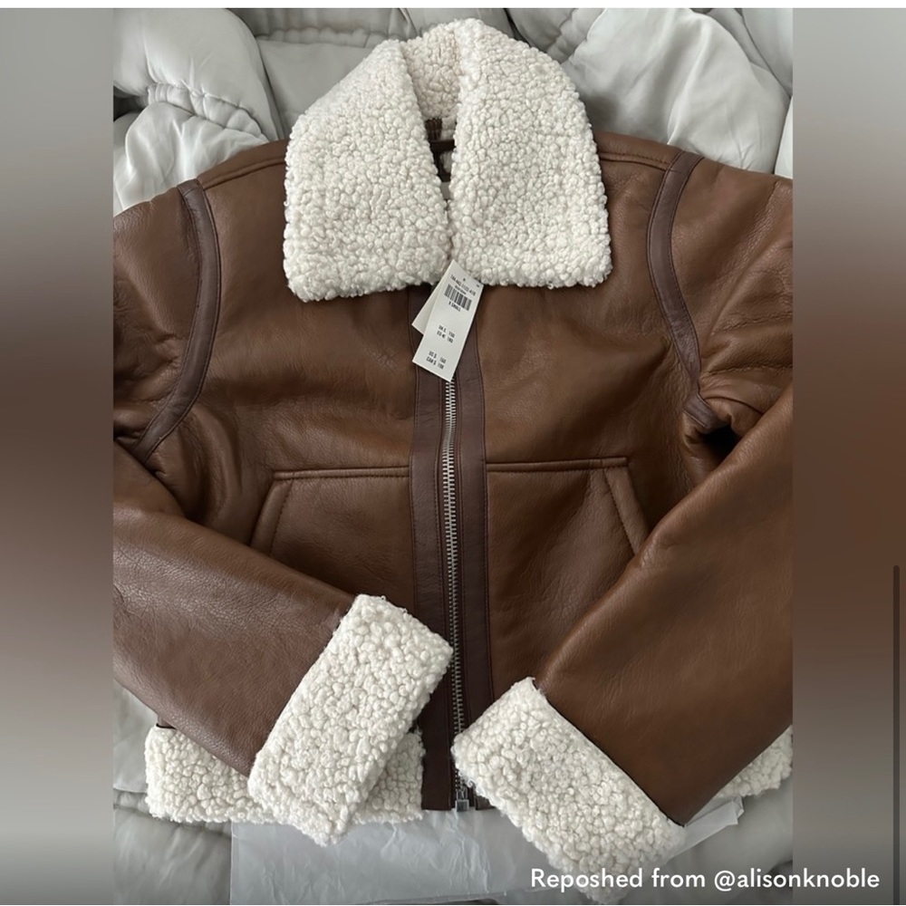 Abercrombie NWT Vegan Leather Sherpa Lined leather shearling jacket - XS